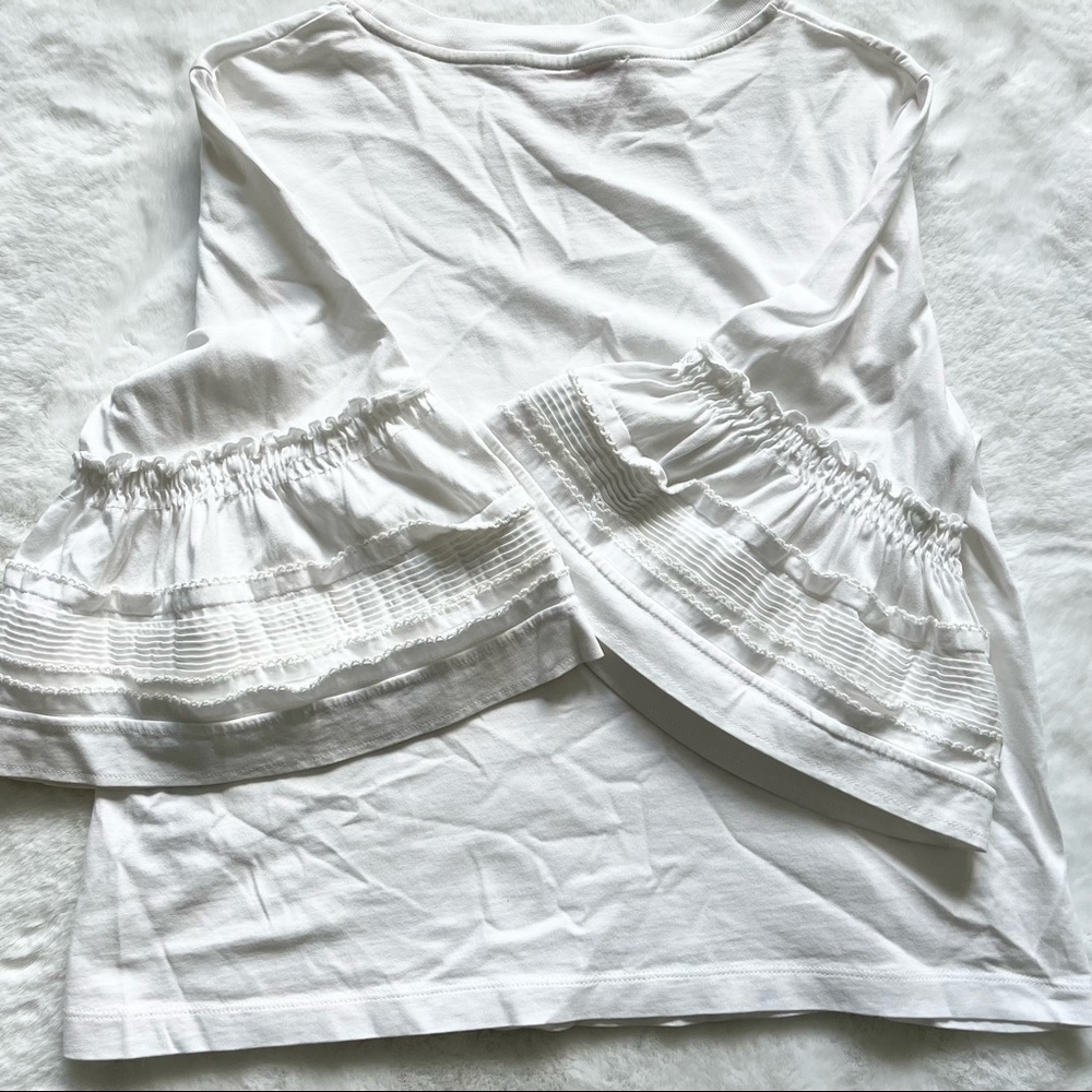 SEE BY CHLOE CREWNECK BELL SLEEVE COTTON TOP Size Small Chic Stylish MINIMALIST - Picture 4 of 11